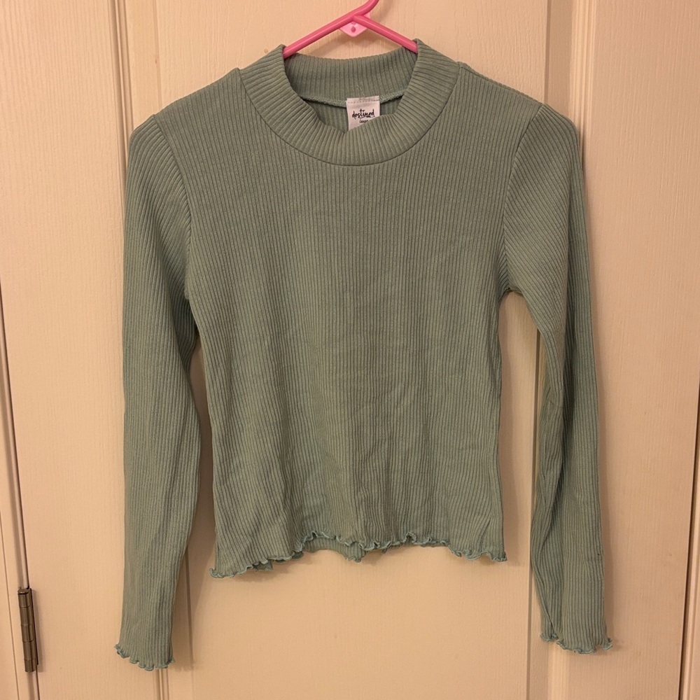 Ribbed Long Sleeve Top - Sage Green
